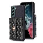 For Samsung Galaxy S22+ 5G Horizontal Metal Buckle Wallet Rhombic Leather Phone Case(Black)
