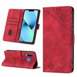 For Huawei P30 lite Skin-feel Embossed Leather Phone Case(Red)