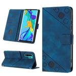 For Huawei P30 Pro Skin-feel Embossed Leather Phone Case(Blue)