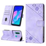 For Huawei Y7p/Honor 9C Global/P40 lite E Skin-feel Embossed Leather Phone Case(Light Purple)