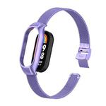 For Xiaomi Mi Band 8 Integrated Metal Case + Steel Mesh Slip Buckle Watch Band(Hyun Purple)