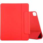 For iPad Pro 12.9 inch(2020) Horizontal Flip Ultra-thin Double-sided Clip Active Buckle Magnetic PU Leather Tablet Case With Three-folding Holder & Sleep / Wake-up Function(Red)