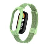 For Xiaomi Mi Band 8 Integrated Metal Case + Steel Mesh Buckle Watch Band(Matcha Green)