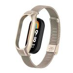For Xiaomi Mi Band 8 Integrated Metal Case + Steel Mesh Buckle Watch Band(Starlight Color)