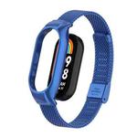 For Xiaomi Mi Band 8 Integrated Metal Case + Steel Mesh Buckle Watch Band(Blue)