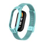 For Xiaomi Mi Band 8 Integrated Metal Case + Steel Mesh Buckle Watch Band(Cloud Blue)