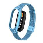 For Xiaomi Mi Band 8 Integrated Metal Case + Steel Mesh Buckle Watch Band(Sky Blue)