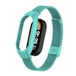 For Xiaomi Mi Band 8 Integrated Metal Case + Steel Mesh Buckle Watch Band(Tiffany Blue)