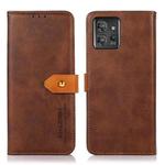 For Motorola ThinkPhone 5G KHAZNEH Dual-color Cowhide Texture Flip Leather Phone Case(Brown)