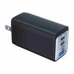 65W Dual PD USB-C / Type-C + USB 3-Port Gan Fast Charging Charger, Plug:US Plug(Black)