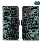 For Nokia C32 4G Crocodile Top Layer Cowhide Leather Phone Case(Green)