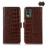 For Nokia C32 4G Crocodile Top Layer Cowhide Leather Phone Case(Brown)