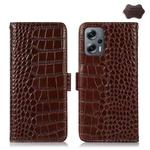 For Xiaomi Redmi Note 12 Turbo Crocodile Top Layer Cowhide Leather Phone Case(Brown)