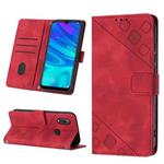 For Honor 10X Lite Skin-feel Embossed Leather Phone Case(Red)