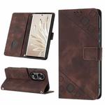 For Honor 70 Skin-feel Embossed Leather Phone Case(Brown)