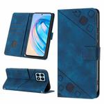 For Honor X8a 4G Global Skin-feel Embossed Leather Phone Case(Blue)