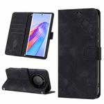 For Honor X9a 5G/Magic5 Lite Skin-feel Embossed Leather Phone Case(Black)