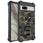 For Google Pixel 7a Camouflage Armor Kickstand TPU + PC Magnetic Phone Case(Army Green)