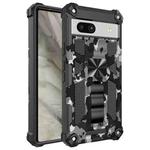 For Google Pixel 7a Camouflage Armor Kickstand TPU + PC Magnetic Phone Case(Black)