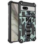 For Google Pixel 7a Camouflage Armor Kickstand TPU + PC Magnetic Phone Case(Mint Green)