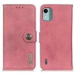 For Nokia C12 4G KHAZNEH Cowhide Texture Flip Leather Phone Case(Pink)