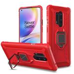 For OnePlus 8 Pro Carbon Fiber Protective Case with 360 Degree Rotating Ring Holder(Red)