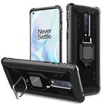 For OnePlus 8 Carbon Fiber Protective Case with 360 Degree Rotating Ring Holder(Black)