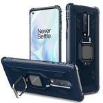 For OnePlus 8 Carbon Fiber Protective Case with 360 Degree Rotating Ring Holder(Blue)