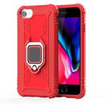 For iPhone SE 2022 / SE 2020 / 8 / 7 Carbon Fiber Protective Case with 360 Degree Rotating Ring Holder(Red)