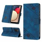 For Samsung Galaxy A02s 166mm Skin-feel Embossed Leather Phone Case(Blue)