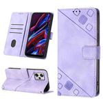 Skin-feel Embossed Leather Phone Case For Xiaomi Poco X5 5G/Redmi Note 12 China/Redmi Note 12 Global(Light Purple)
