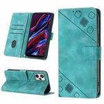 Skin-feel Embossed Leather Phone Case For Xiaomi Poco X5 5G/Redmi Note 12 China/Redmi Note 12 Global(Green)