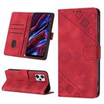 Skin-feel Embossed Leather Phone Case For Xiaomi Poco X5 5G/Redmi Note 12 China/Redmi Note 12 Global(Red)