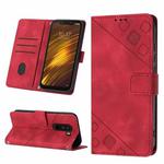 For Xiaomi Pocophone F1 Skin-feel Embossed Leather Phone Case(Red)