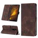 For Xiaomi Pocophone F1 Skin-feel Embossed Leather Phone Case(Brown)