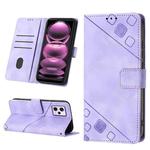 Skin-feel Embossed Leather Phone Case For Xiaomi Redmi Note 12 Pro 5G Global / Redmi Note 12 Pro 5G China(Light Purple)