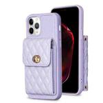 For iPhone 11 Pro Vertical Metal Buckle Wallet Rhombic Leather Phone Case(Purple)