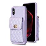 For iPhone XS Max Vertical Metal Buckle Wallet Rhombic Leather Phone Case(Purple)