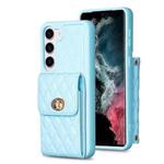 For Samsung Galaxy S23 5G Vertical Metal Buckle Wallet Rhombic Leather Phone Case(Blue)