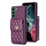 For Samsung Galaxy S22+ 5G Vertical Metal Buckle Wallet Rhombic Leather Phone Case(Dark Purple)
