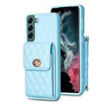 For Samsung Galaxy S22+ 5G Vertical Metal Buckle Wallet Rhombic Leather Phone Case(Blue)