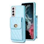 For Samsung Galaxy S21+ 5G Vertical Metal Buckle Wallet Rhombic Leather Phone Case(Blue)