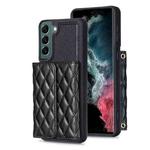For Samsung Galaxy S22+ 5G Horizontal Wallet Rhombic Leather Phone Case(Black)