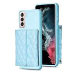 For Samsung Galaxy S21+ 5G Horizontal Wallet Rhombic Leather Phone Case(Blue)