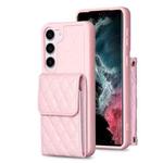 For Samsung Galaxy S23 5G Vertical Wallet Rhombic Leather Phone Case(Pink)