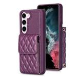 For Samsung Galaxy S23 5G Vertical Wallet Rhombic Leather Phone Case(Dark Purple)