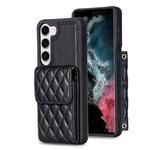 For Samsung Galaxy S23 5G Vertical Wallet Rhombic Leather Phone Case(Black)