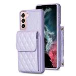 For Samsung Galaxy S21 5G Vertical Wallet Rhombic Leather Phone Case(Purple)