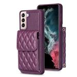 For Samsung Galaxy S21+ 5G Vertical Wallet Rhombic Leather Phone Case(Dark Purple)