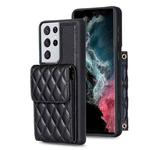 For Samsung Galaxy S21 Ultra 5G Vertical Wallet Rhombic Leather Phone Case(Black)